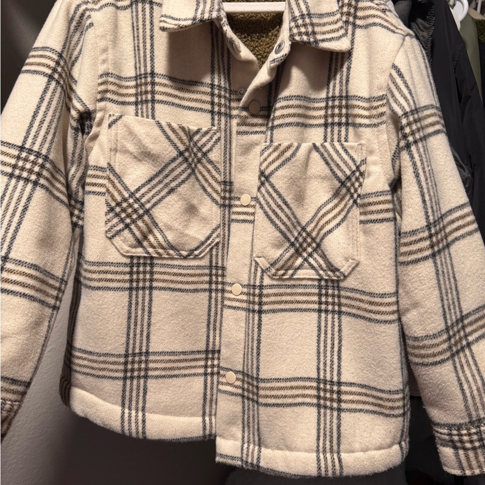 Zara Kids Plaid Jacket in Cream and Black